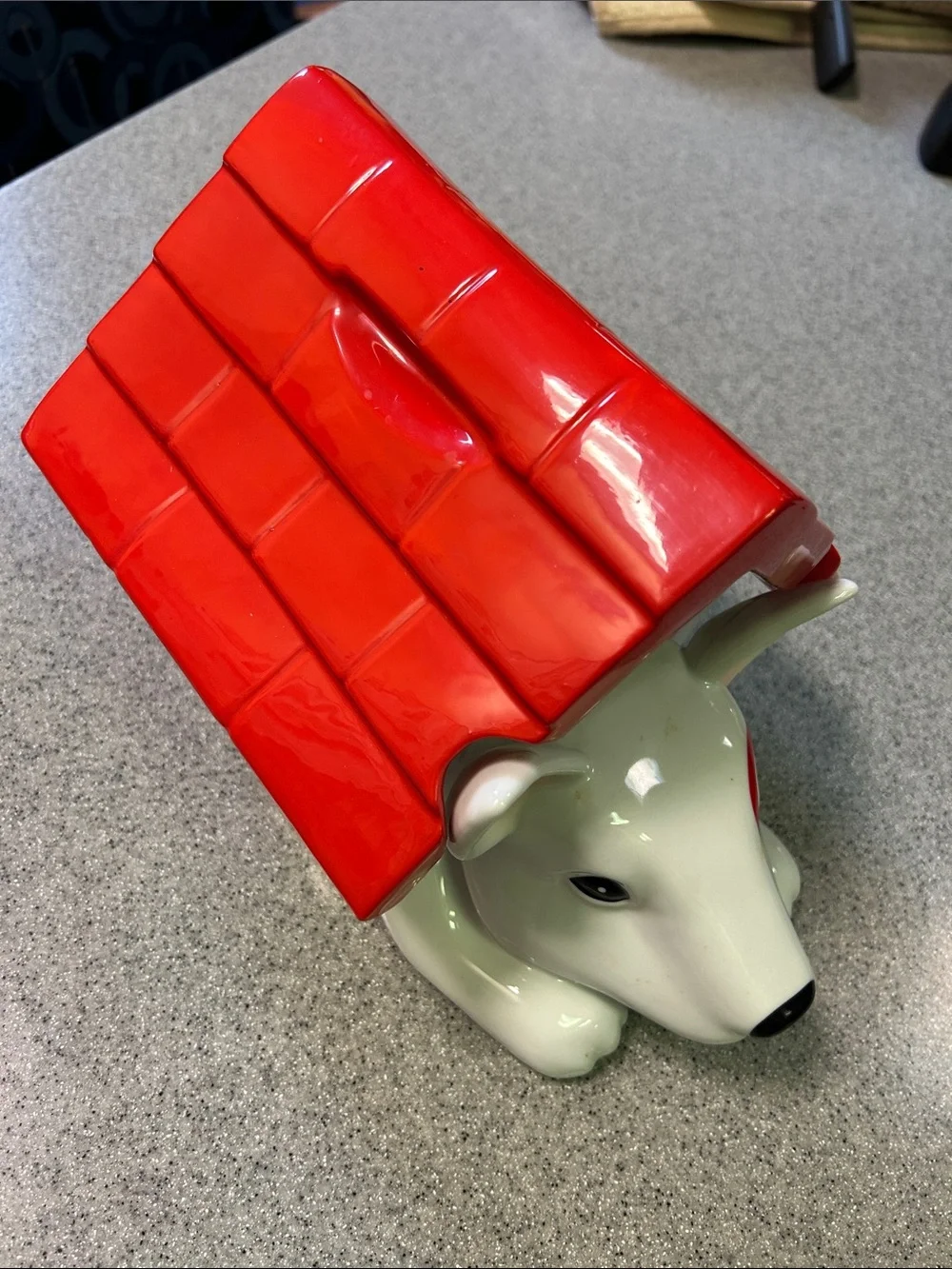 RARE!! collectible Target Bullseye Ceramic Dog Coin Bank with Red Roof